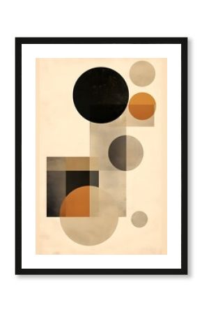 Mid Century Biege, Brown Sienna black and brown Bauhaus oil painting boho wall art HD Circles squares arches rectangles organic shapes abstract art Earth tones 