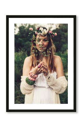 Girl in a white boho dress