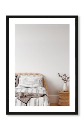 Boho interior style. Wall mockup. Wall art. 3d rendering, 3d illustration  