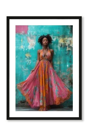 Summer boho dress gown, female mode, 2:3