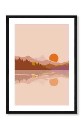 Boho mountain scenery ready to print for wall art