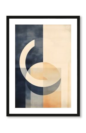Mid Century Biege, Brown Sienna Navy Blue Dark brown black Bauhaus oil painting boho wall art HD Circles squares arches rectangles organic shapes abstract art Earth tones 