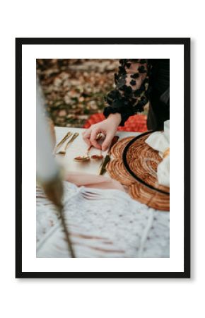Fall Boho Picnic Head Table Setup for a Wedding