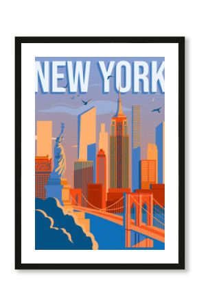 New York city poster. Skyline silhuete vector illustration