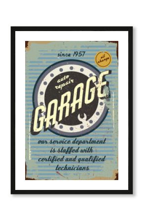 vintage grunge retro garage sign