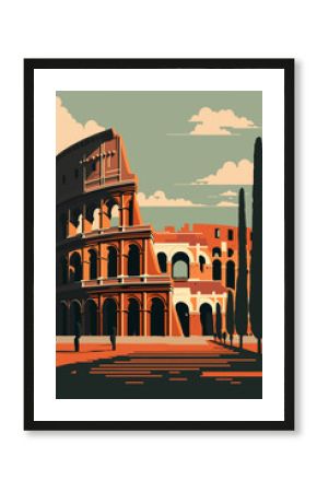 Colosseum in Rome, Italy. Vector illustration in flat style