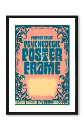A vintage style psychedelic poster frame vector in the style of 1960s graphic arts from the hippie movement.