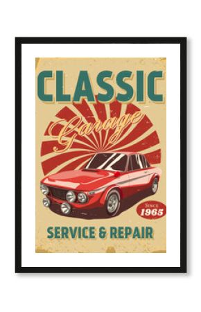 Classic cars retro poster illustration