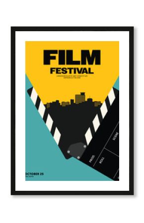 Movie and film festival poster template design background modern vintage retro style