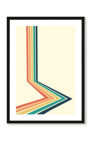 Retrofuturism poster design in trendy retro line style. Modern art poster retro vintage style 70s stripes background template lines shapes vector design