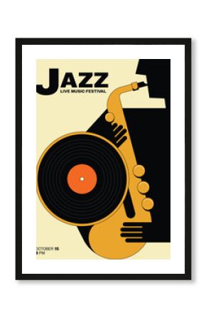 Jazz music festival poster template design background modern vintage retro style
