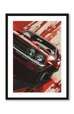 Classic red sport car poster