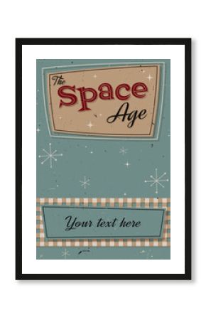 1950s Background, Mid Century Modern Style Illustration, 50s Template for Retro Party, Event Poster, Atomic Age Style, Space Age Design, Abstract Shapes and 1950s Colors