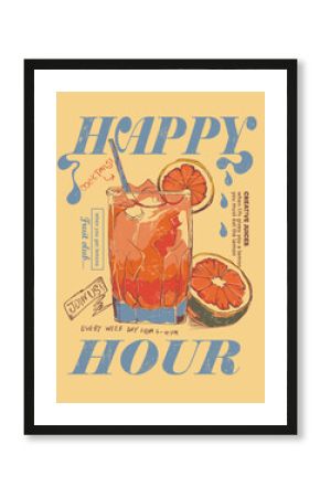 Cocktails retro poster vector, Party poster design. Drinks, Cocktails, .Set of vector illustrations. Typography. Vintage pencil sketch. Engraving style. Labels, cover, t-shirt print, painting