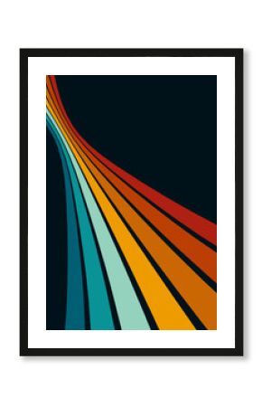 Retrofuturism poster design in trendy retro line style. Modern art poster retro vintage style 70s stripes background template lines shapes vector design.