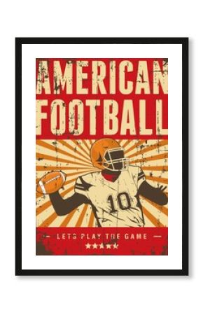 American Football Rugby Sport Retro Pop Art Poster Signage