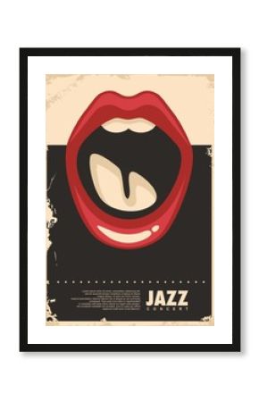 Jazz music concert retro poster design. Vector illustration.
