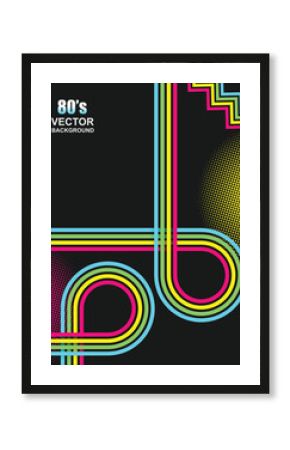 Abstract. 80s background, colorful geometric line overlap .Vector. illustration .