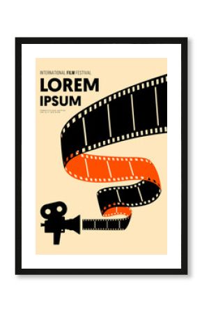 Movie and film poster design template background with vintage filmstrip