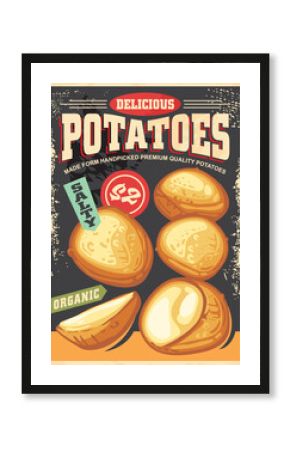 Baked potatoes retro poster design