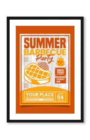 Summer barbecue party vertical flyer or poster vector template design