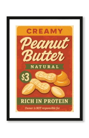 Vintage Peanut Butter Advertising Sign – Organic Product with Retro Food Poster Design