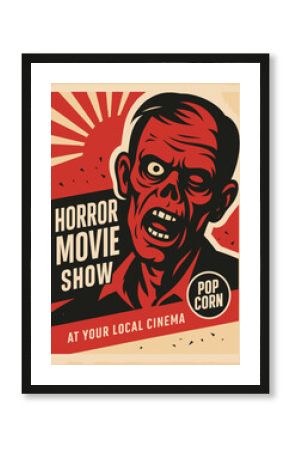 Horror Movie Show Poster – Bloody Zombie Character Portrait for Monster Film Festival Retro Flyer