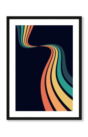 Retrofuturism poster design in trendy retro line style. Modern art poster retro vintage style 70s stripes background template lines shapes vector design.