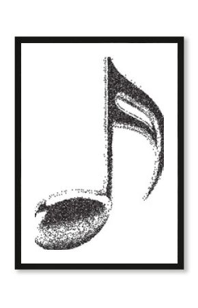 Music vintage y2k stipple art, note halftone stipple brutalist retro vector png with transparent background, melodic 2000s aesthetic photocopy effect tattoo