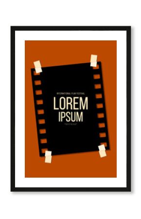 Movie and film poster design template background with vintage retro filmstrip