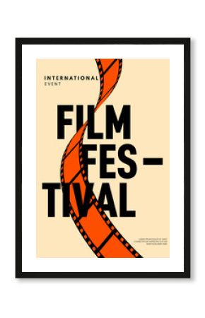Movie and film poster design template background with vintage retro filmstrip