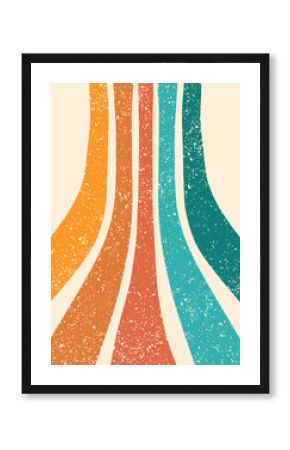 Vintage background, groovy retro print with textured stripes. Wallpaper, poster, print, template, card, etc. EPS 10