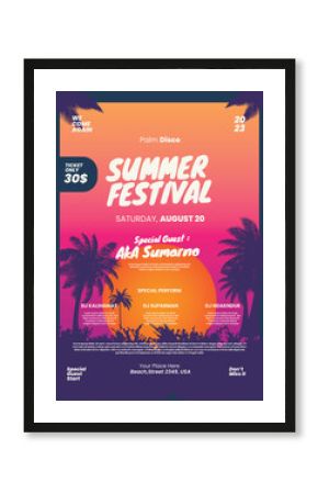 Poster Summer Palm Festival Design Template
