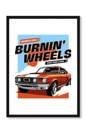 Burnin' Wheels Retro Car Design 