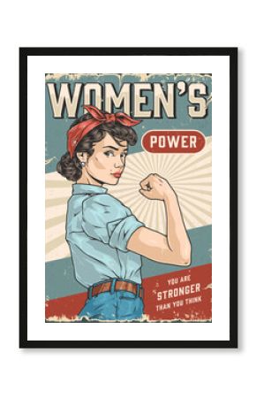 Women power vintage poster colorful