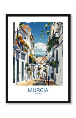 Murcia Spain Poster Illustration Travel Print Decor Gift Paper Canvas Wall Retro Art