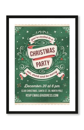Green Christmas Party Invitation Template