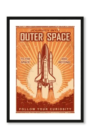 Vintage space poster with shuttle
