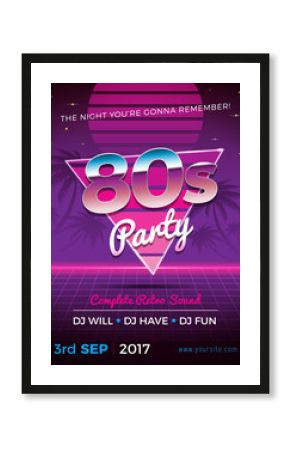 80s party flyer design in retro style