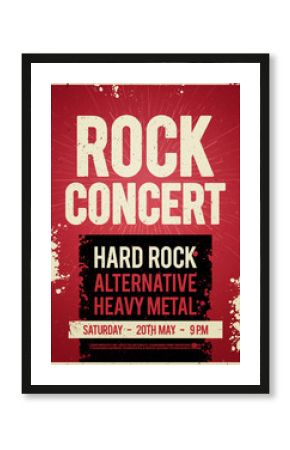 Vector illustration rock concert retro poster design template on old paper texture
