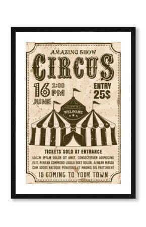 Circus tent vector invitation retro style poster