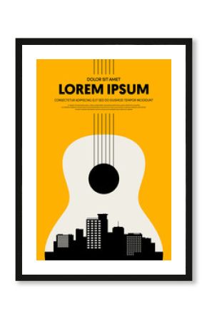 Music festival poster design template modern vintage retro style