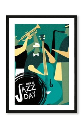 International Jazz day retro poster of live music band