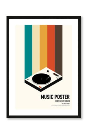 Music poster design template background vintage retro style