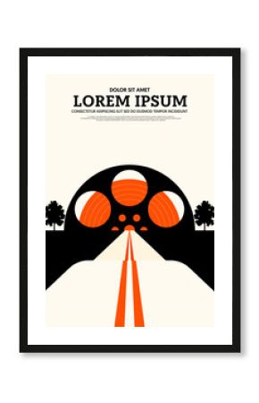 Movie and film poster design template background vintage retro style