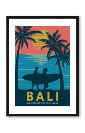 Bali see you on the next wave vintage retro poster template