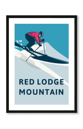 red lodge mountain poster design illustration simple retro