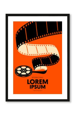Movie and film poster design template background with vintage filmstrip