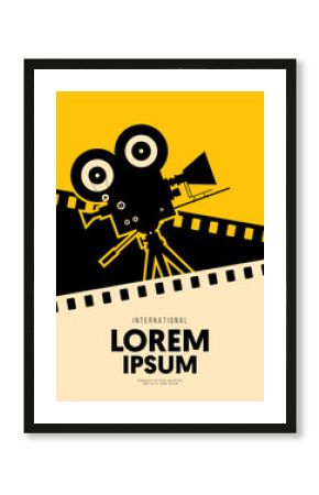 Movie and film poster design template background with vintage filmstrip