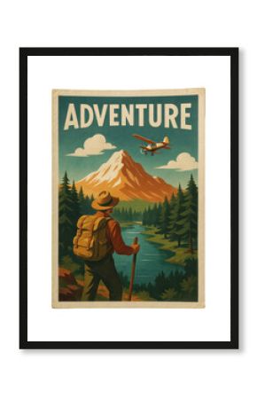 Reproduction of a vintage travel poster for a guest room, offering an adventurous spirit.
